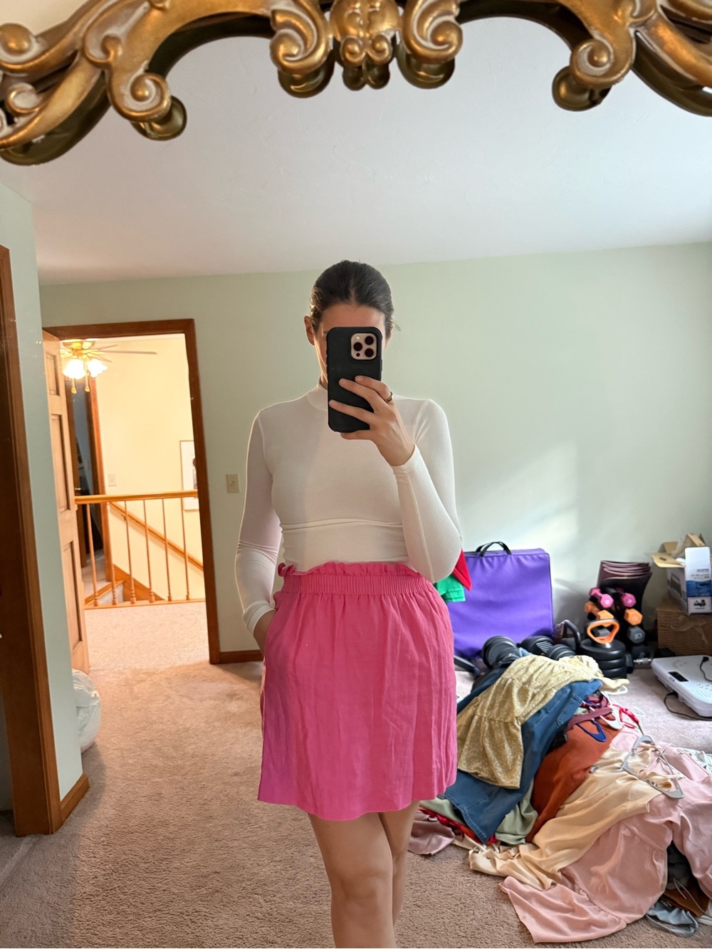 J. Crew Bright Pink Elastic-Waist Mini Skirt